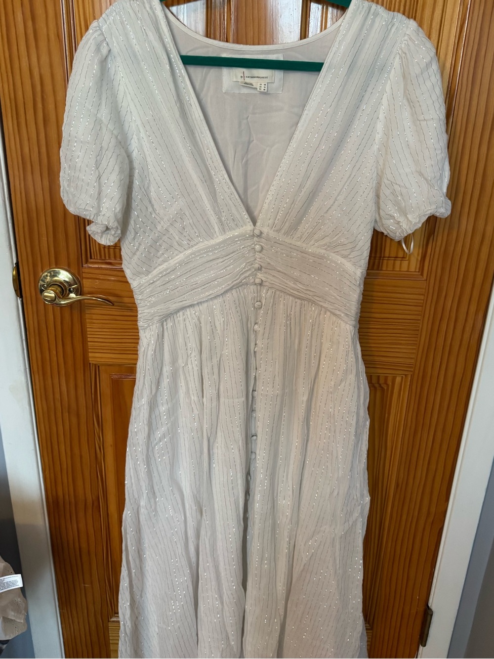 Anthropologie Ivory Sparkle Midi Dress